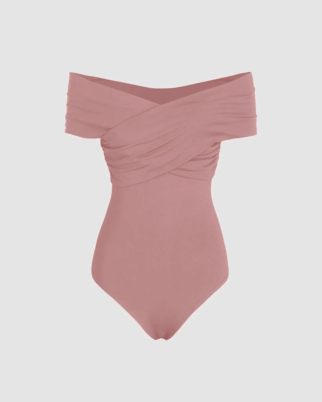 Solid Off-Shoulder Pink Bodysuit