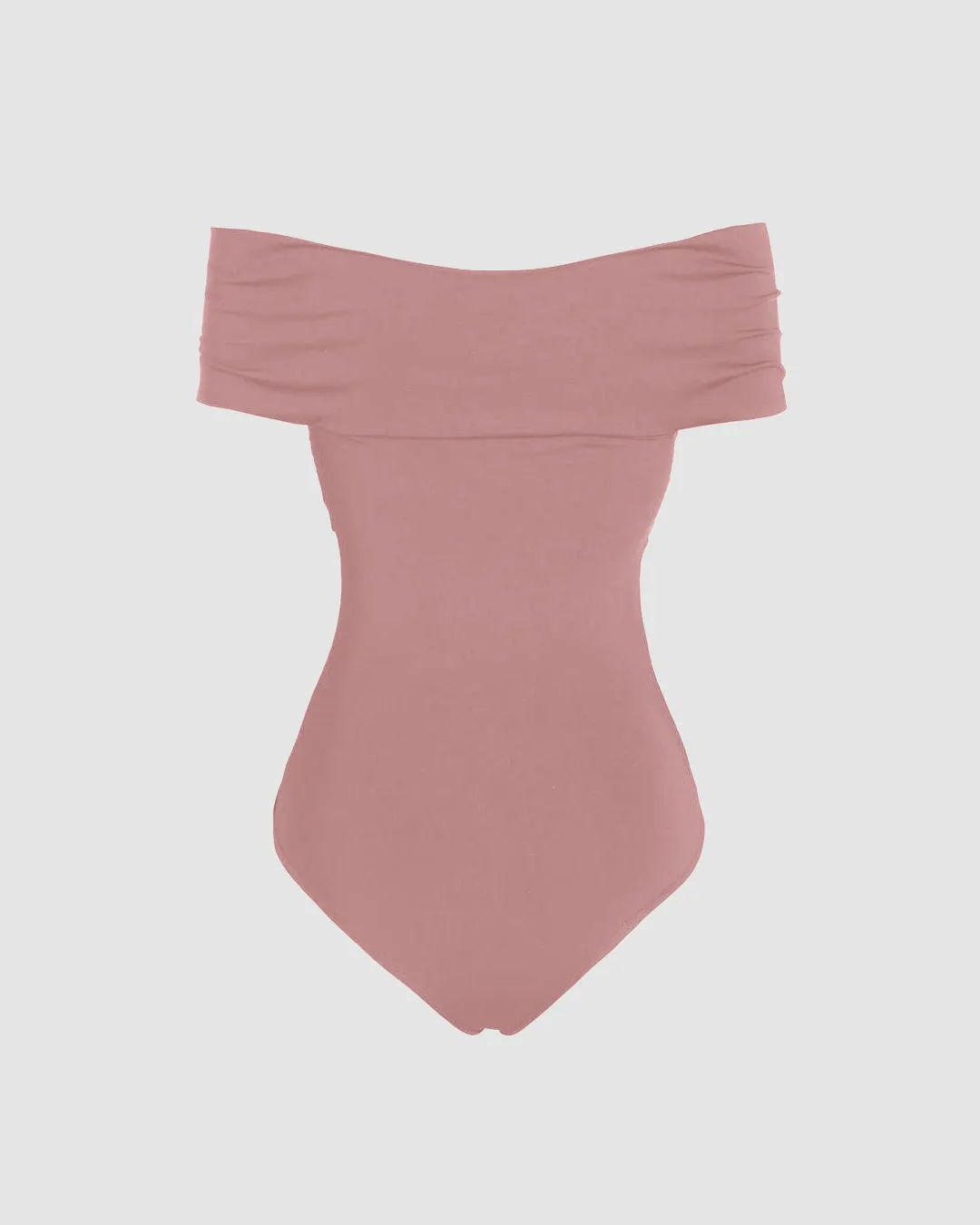 Solid Off-Shoulder Pink Bodysuit