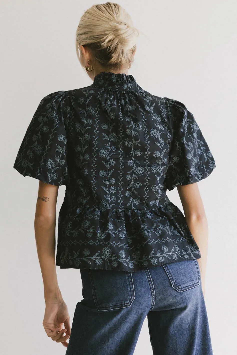 Stassi Printed Blouse in Navy - FINAL SALE