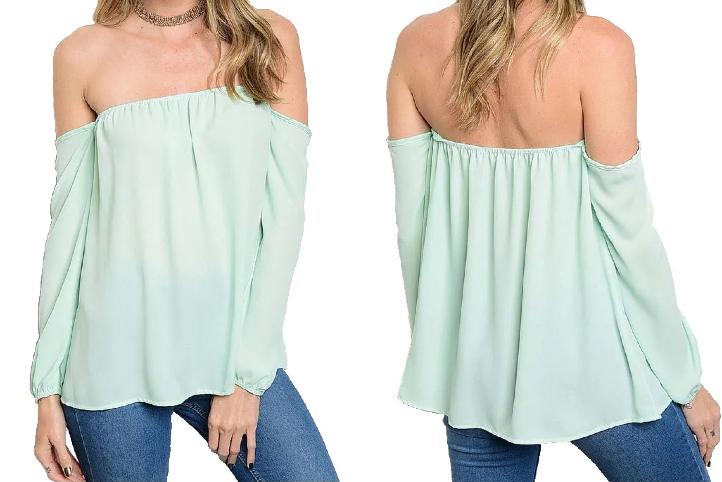 Summery Off-Shoulder Chiffon Blouse