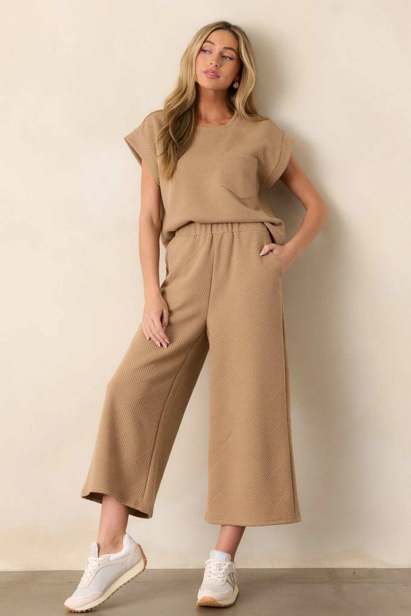 Tell Me Tan Cropped Textured Pants