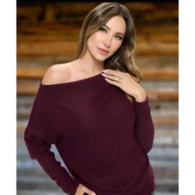 The Michelle Burgundy Off The Shoulder Cozy Top