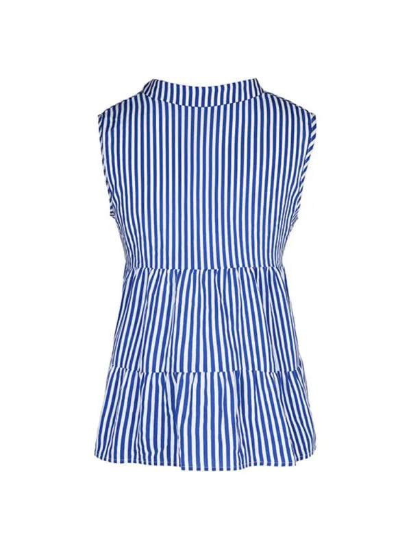 Trendy Sleeveless Stripe Blouse: V Neck, Casual Tank Top